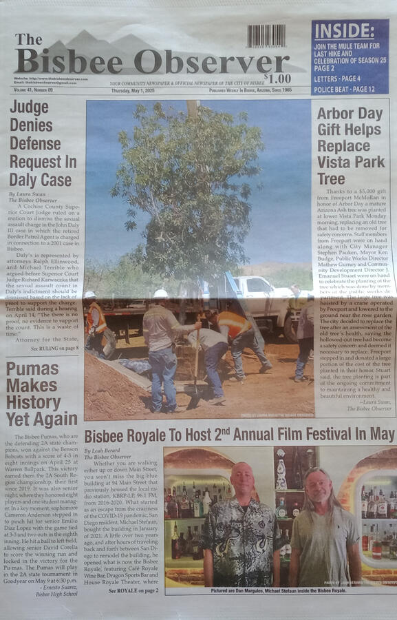 Royale Film Festival makes the front page of The Bisbee Observer